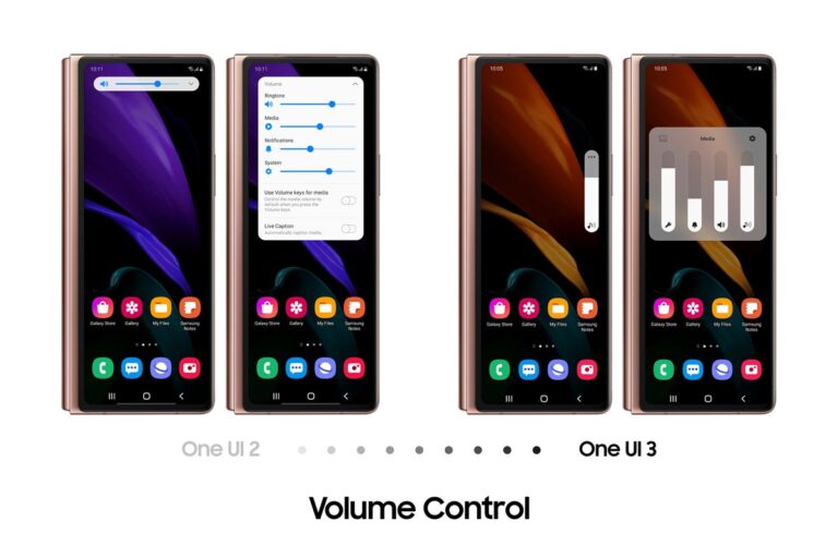 갤럭시 Z 폴드2 One UI 3.1 볼륨 조절창