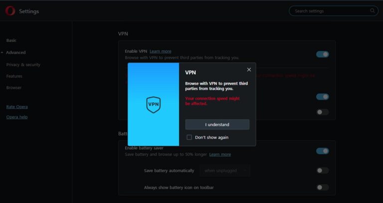 무료 VPN 기능이 내장된 오페라 웹브라우저 사용해 보기