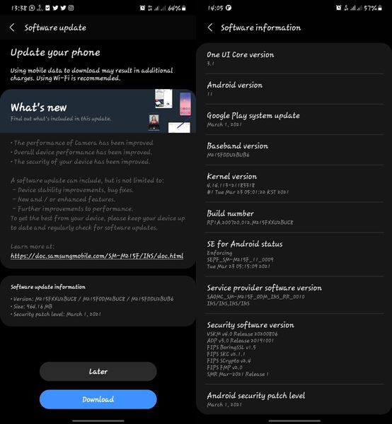 갤럭시 M21 One UI 3.1 코어 업데이트