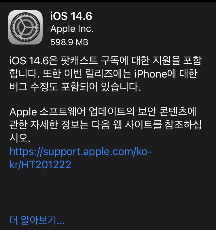 아이폰 11 IOS 14.6 업데이트 적용