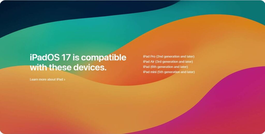 iPadOS 17 업데이트 지원받는 아이패드