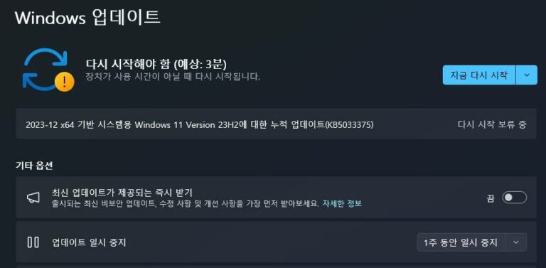 윈도우11 23H2 12월 업데이트 KB5033375 - 빌드 22631.2861