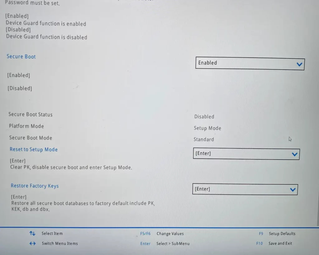 콜오브듀티 보안 부팅 설정하기